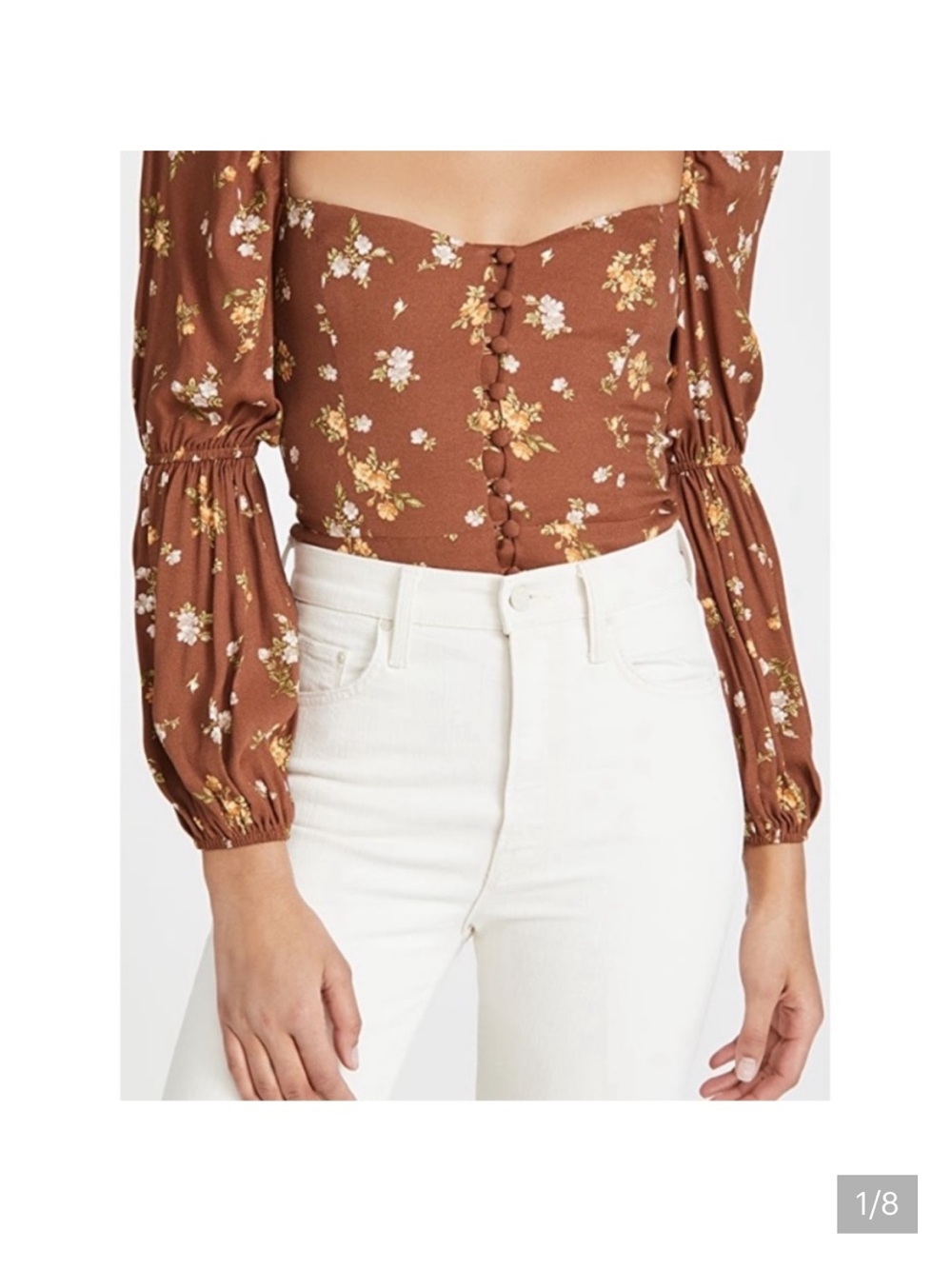 Reformation Brown Floral Cera Top